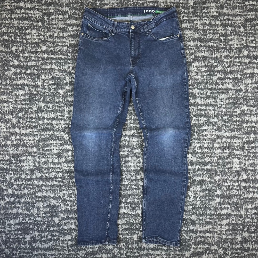 IZOD Mens Straight Fit Dark Wash‎ Blue Denim Jeans 34x32 1566219